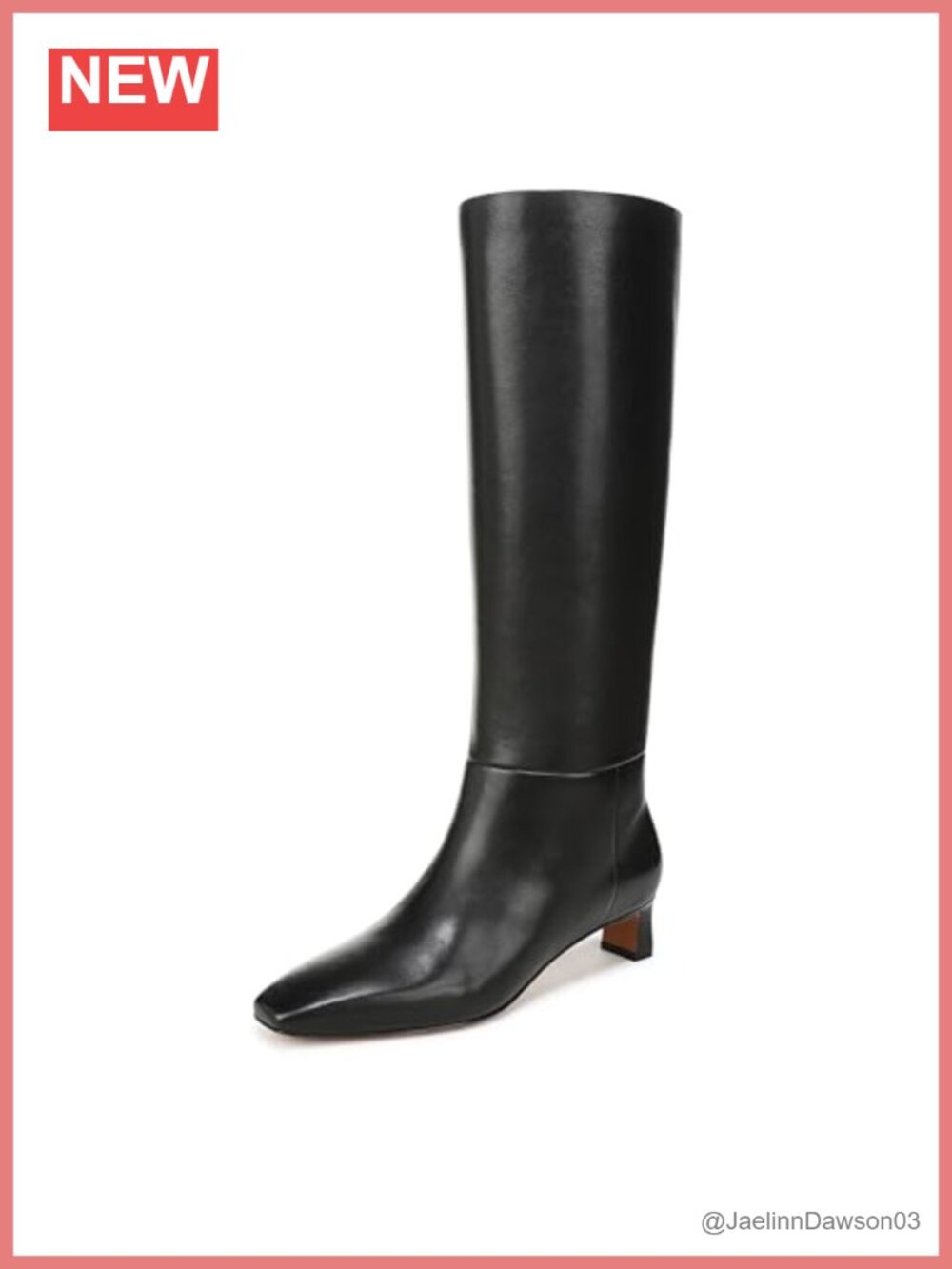 Vince Harlan Tall Pull On Leather Boots Women's Square Toe Flare Heel Calf High
